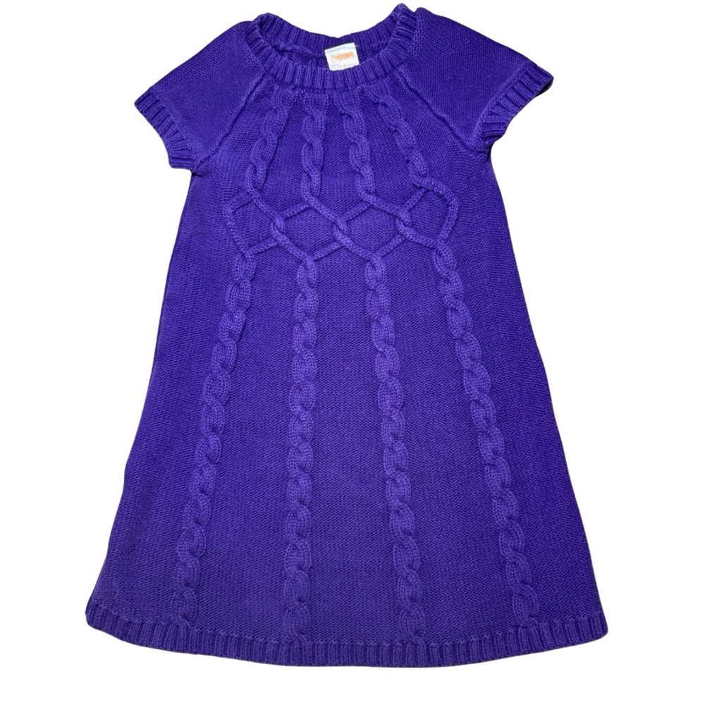 Preppy Purple Cable Knit‎ Girls Sweater Dress Size 5
